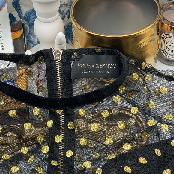 🆕 BRONX & BANCO 🧿 NWT Suns Mesh & Velvet Fit & Flare Mini Dress - Sz L - US 8 - Picture 12 of 16